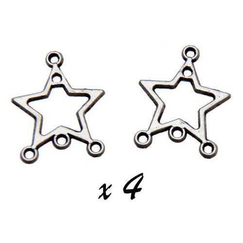 4 x chandelier étoile pendentif métal argenté chco-12 
