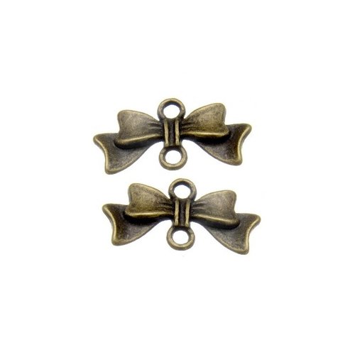 Breloque connecteur noeud, 21 x 9 mm, métal couleur bronze, lot de 5 (c135)