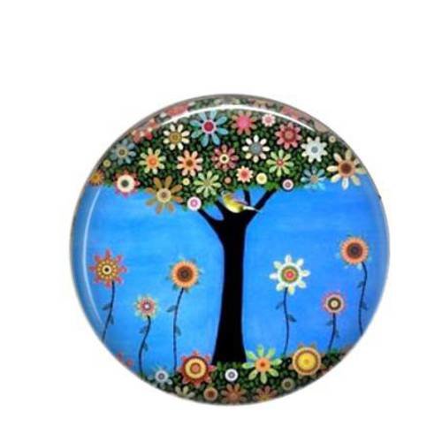 Cabochon résine 25mm arbre fleuri 13 