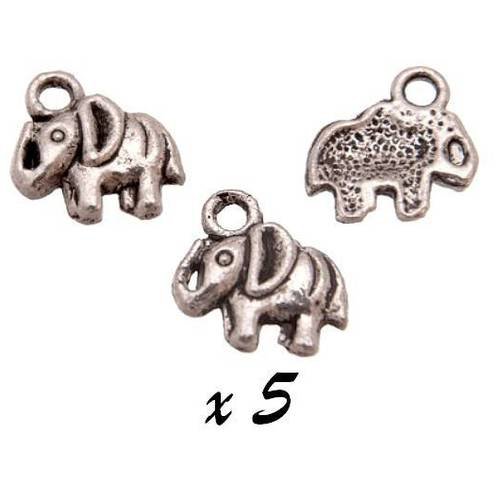 5 x breloque éléphant pendentif métal argenté brag-44 