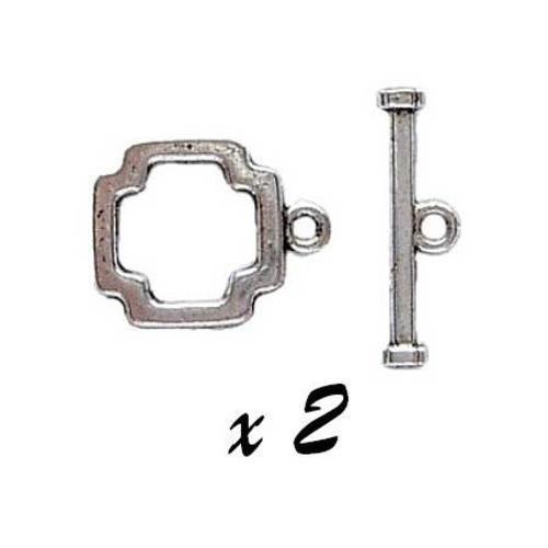 2 x toggle carré fermoir métal argenté feto-35 