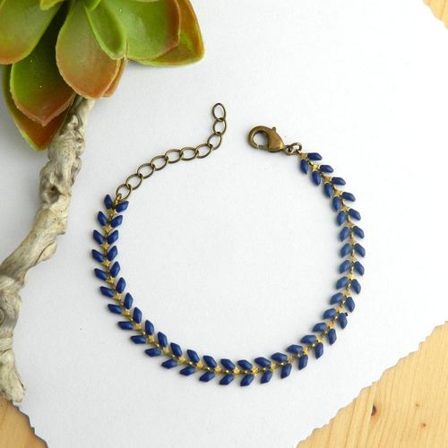 Bracelet épis chevrons bleu marine