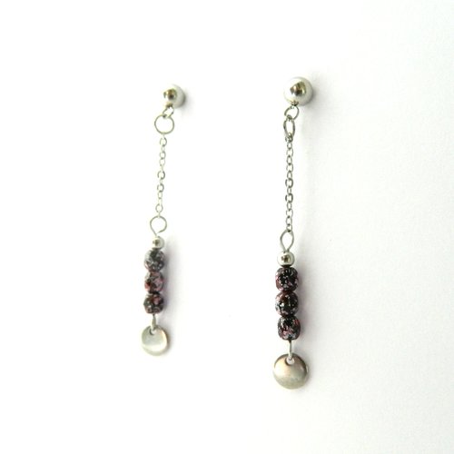 Boucles d'oreilles perles facettées en véritable verre de bohème, attaches puces acier inoxydable