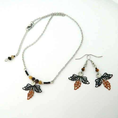 Parure automnale, acier inoxydable, idée cadeau femme