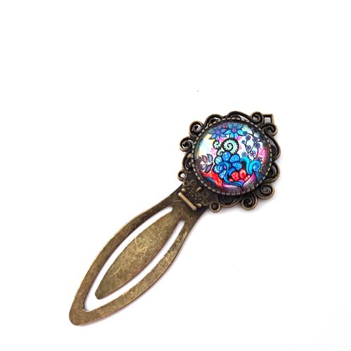 Marque page cabochon motif multicolore