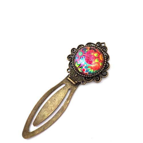 Marque page cabochon motif multicolore