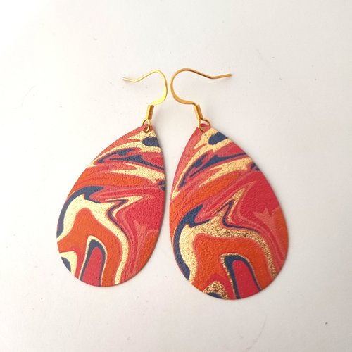 Boucles d'oreilles originales, effet peinture