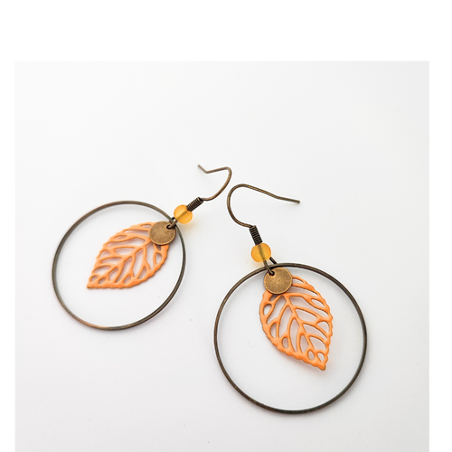 Boucles d'oreilles feuilles jaunes