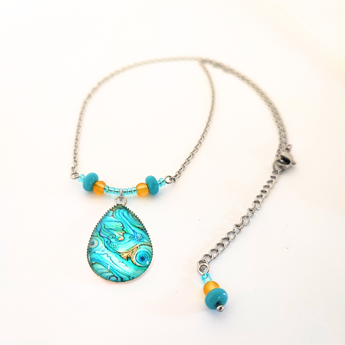 Collier originales, gouttes bleues