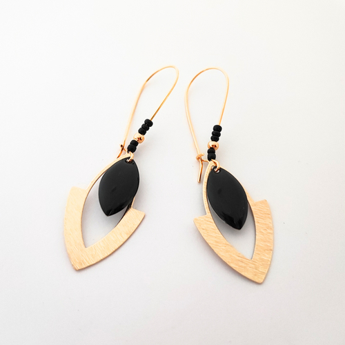 Boucles d'oreilles noires et dorées