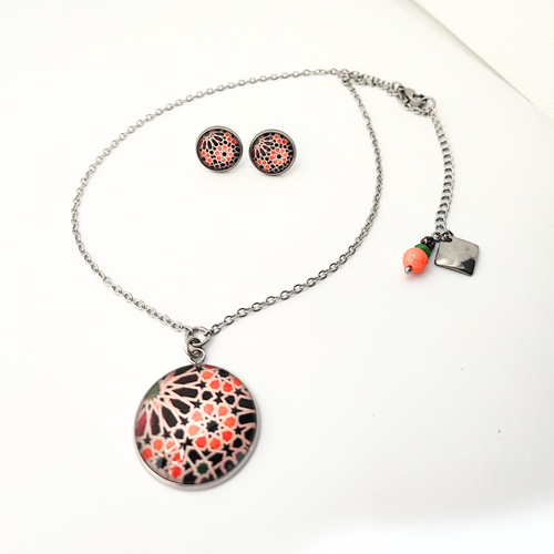 Parure cabochon motif vintage