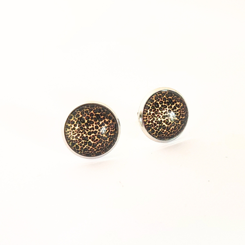 Boucles d'oreilles cabochon léopard