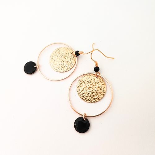 Boucles d'oreilles noires et doré
