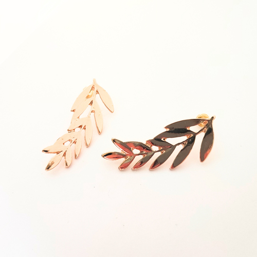 Boucles d'oreilles feuilles dorées, bijou femme