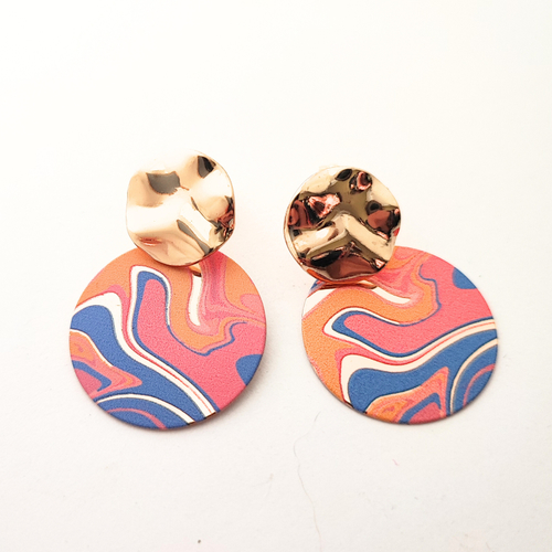 Boucles d'oreilles originales, motifs abstraits, couleur pastel