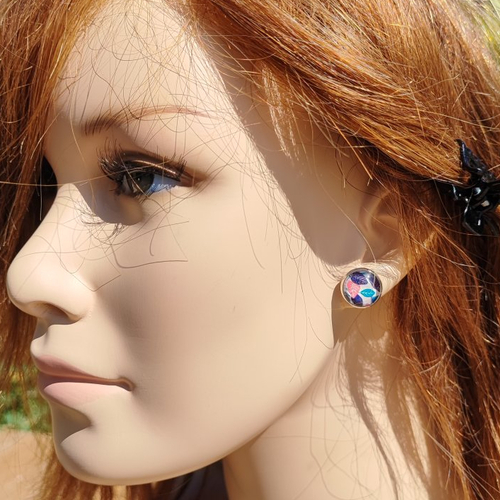 Boucles d'oreilles puce feuilles colorées