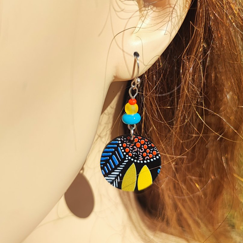 Boucles d'oreilles motifs colorés