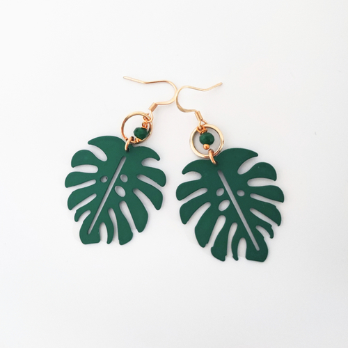 Boucles d'oreilles feuilles monstera