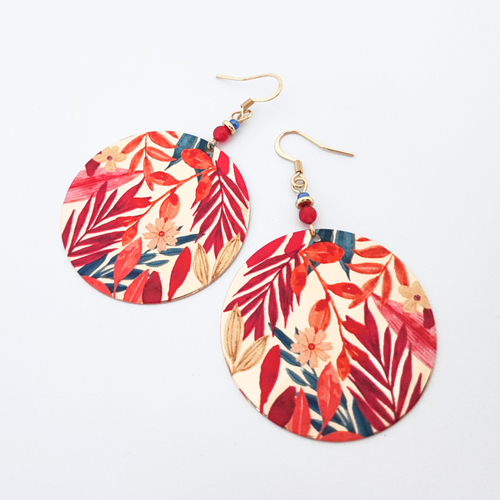 Boucles d'oreilles originales, imprimés feuilles