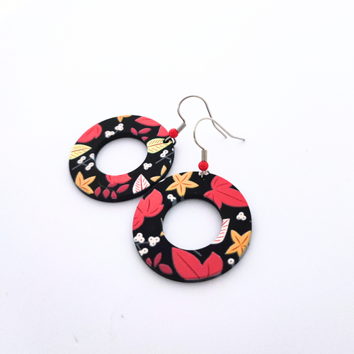 Boucles d'oreilles motifs feuilles, acier inoxydable