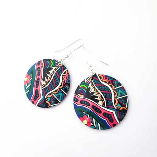 Boucles d'oreilles motifs multicolore