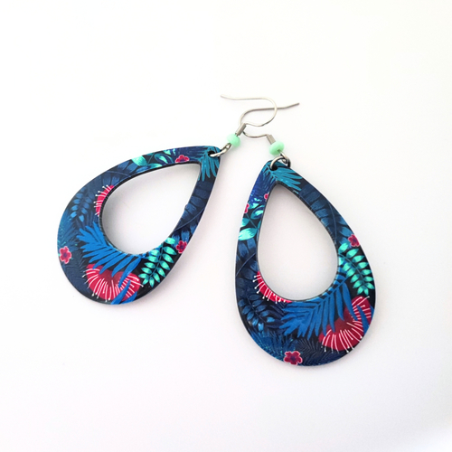 Boucles d'oreilles gouttes, motifs feuilles