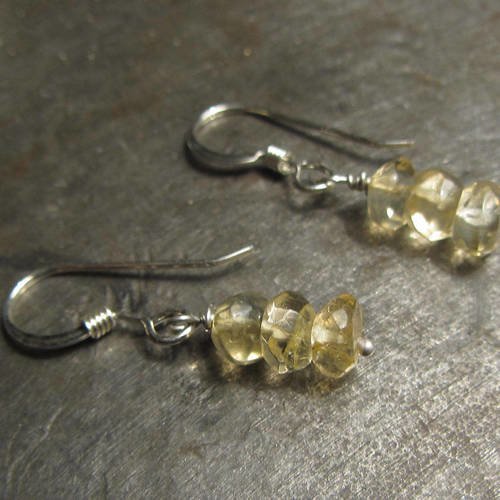 Boucles d'oreilles en citrine jaune naturelle et argent massif 925