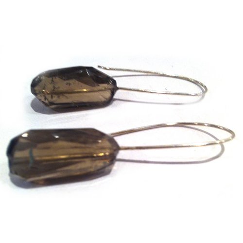 Boucles d'oreilles gros bonbons en quartz fumé