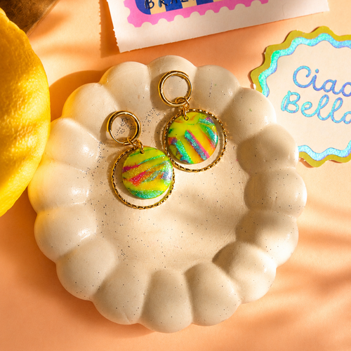 Les naya - boucles d’oreilles vertes et multicolores – créoles lumineuses fait main