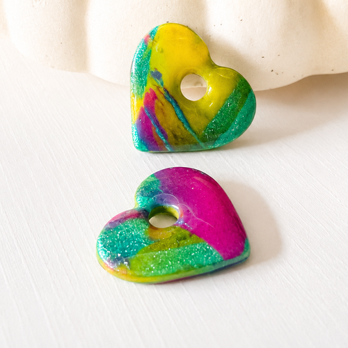 Les chloé – pampilles cœur multicolores interchangeables – bijoux faits main