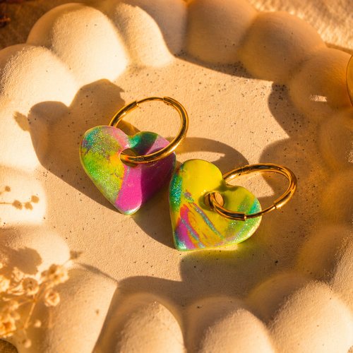 Les chloé – pampilles cœur multicolores interchangeables – bijoux faits main