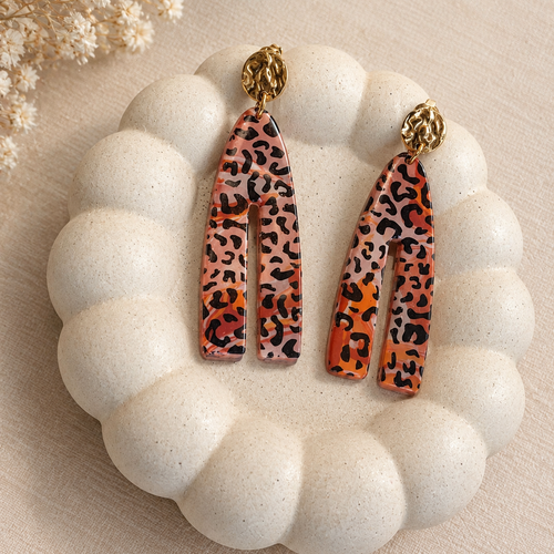 Boucles d'oreilles longues léopard