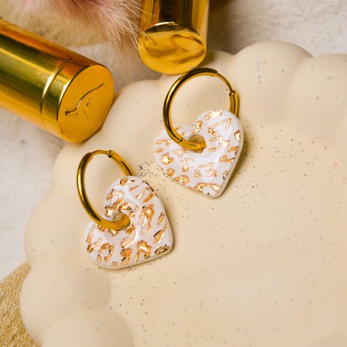 Créoles cœur léopard - boucles d'oreilles faites main