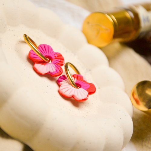 Pampilles hibiscus - boucles d'oreilles faites main