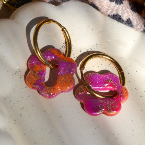 Les romy – pampilles interchangeables fleurs colorées – bijoux faits main