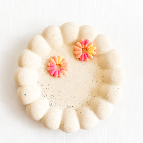 Pampilles fleur corail & rose – bijou interchangeable en pâte polymère