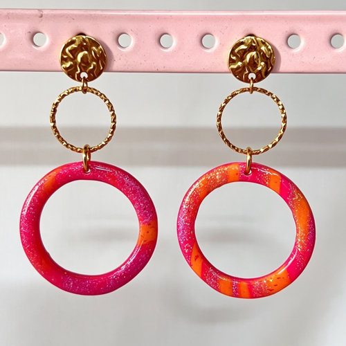Boucles d’oreilles créoles double anneau – poppy