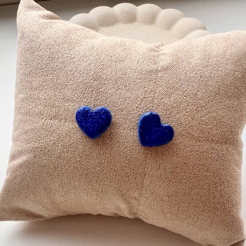 Puces d'oreilles rondes bleu pailleté
