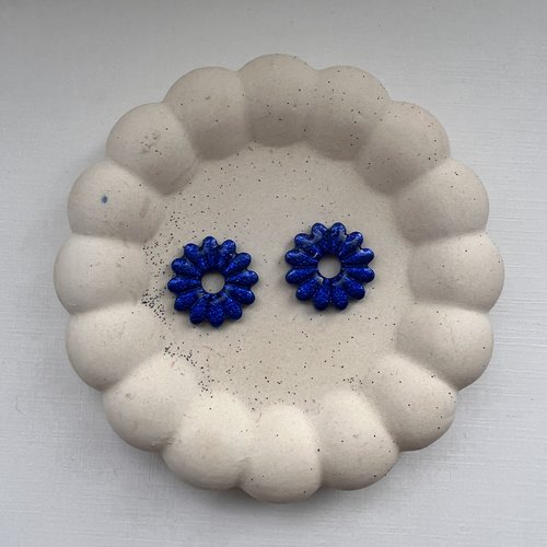 Pampille fleur soleil bleu pailleté (vendue seule)