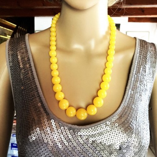 Ambre jaune superbe collier long 62cm perles de 8 à 20mm femme