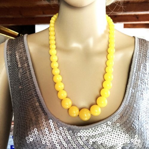 Collier ambre jaune superbe collier long 62cm perles de 10 à 20mm bijou femme