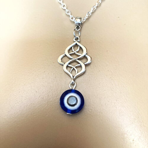 Pendentif porte bonheur grec tendance collier chaîne 45/50 cm bijou homme femme