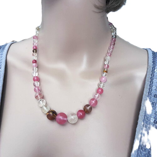Collier en tourmaline chute 50 cm perles de 5mm à 14mm bijou femme.