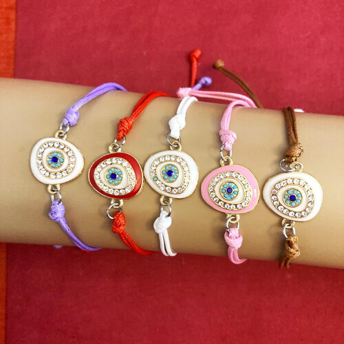 Bracelet porte bonheur, grec, émaillé tendance cordon coton couleur au choix réglable délicat tendance bijou homme ou femme