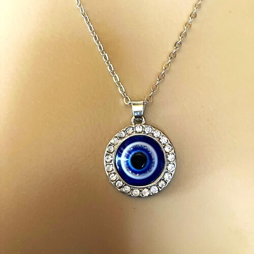 Pendentif porte bonheur grec tendance collier chaîne acier inoxydable 50/55 cm bijou homme femme