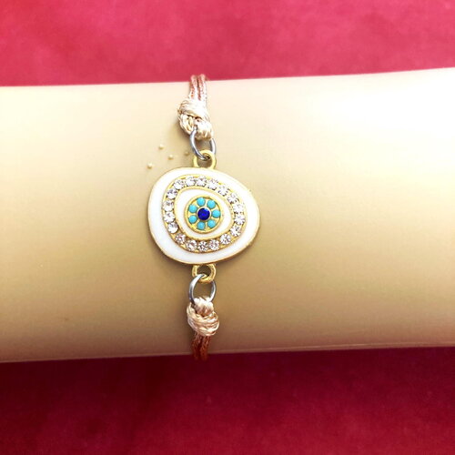 Bracelet porte bonheur, grec, émaillé tendance cordon couleur au choix réglable délicat tendance bijou homme ou femme