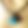 Pendentif turquoise sur collier cordon coton ciré noir 45/50 cm bijou femme