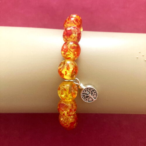 Bracelet citrine avec pendant arbre de vie mauvais oeil perles de 8mm tendance bijou homme