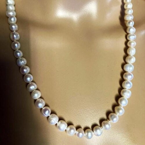 Collier perles de culture d'eau douce baroque blanches 58 cm perles 8/9mm bijou femme