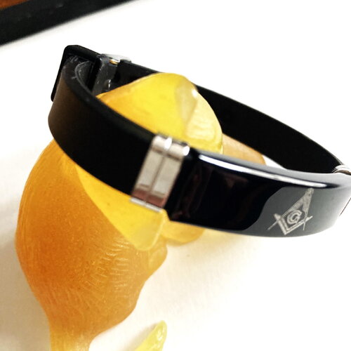 Bracelet plat noir fermoir classique tendance bijou homme